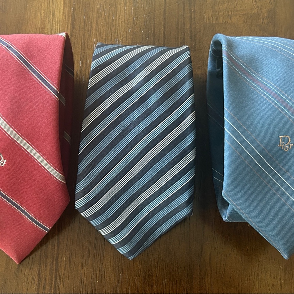 Vintage Christian Dior Silk Necktie Lot (3) Designer Ties
